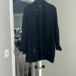 Torrid LoveSick - 3 black jacket w/sequence broken heart in front & skull on bck